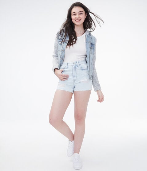 Premium Seriously Stretchy Super High-Rise Curvy Denim Shorty Shorts