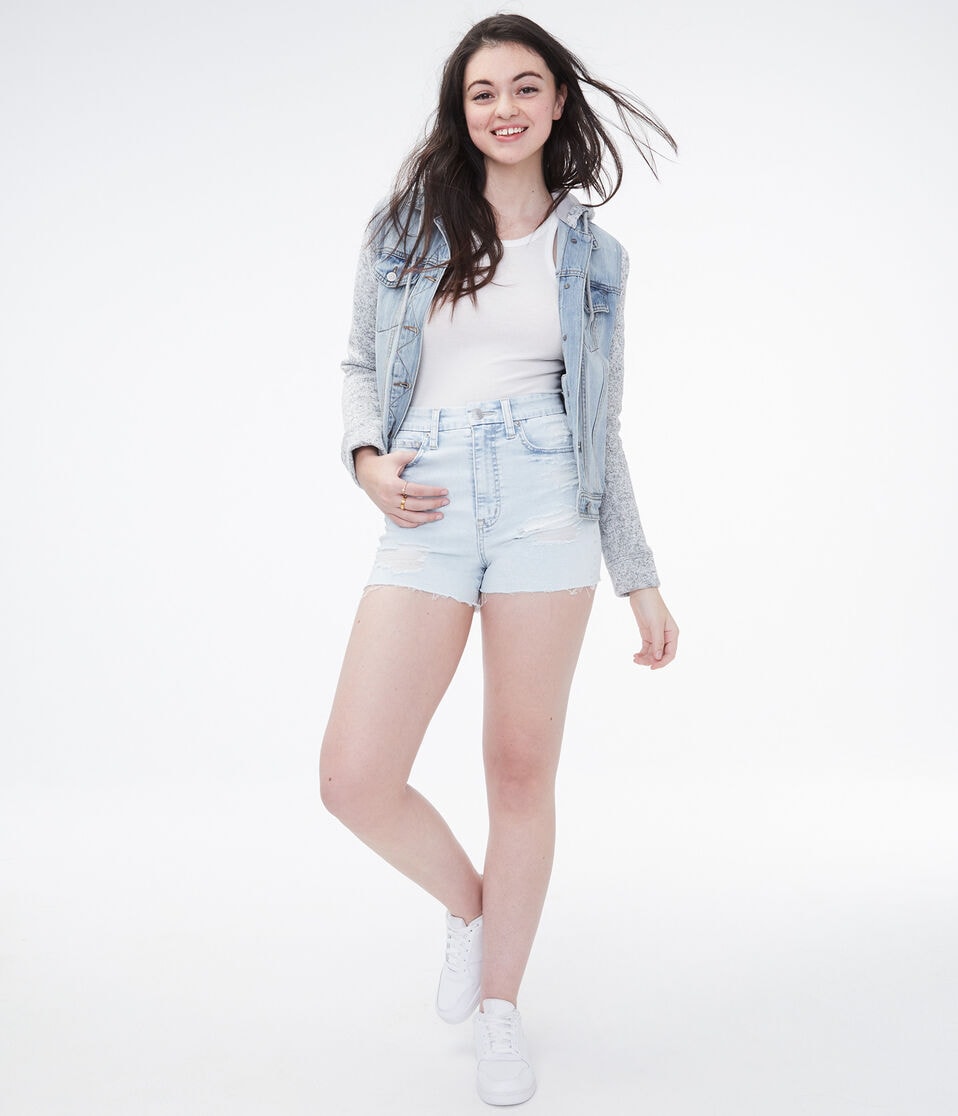 Premium Seriously Stretchy Super High-Rise Curvy Denim Shorty Shorts