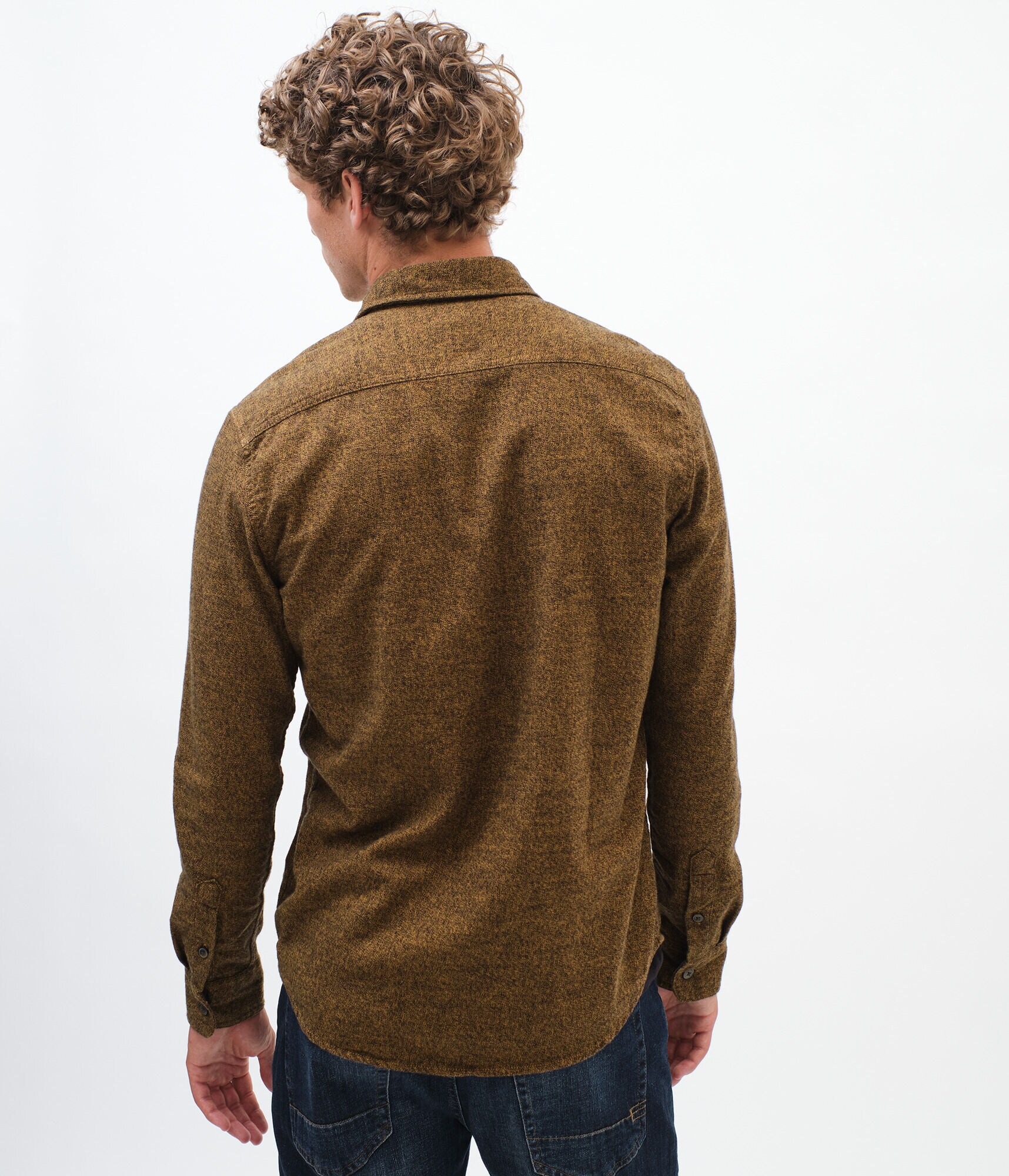 Long Sleeve Workwear Flannel Button-Down Shirt***