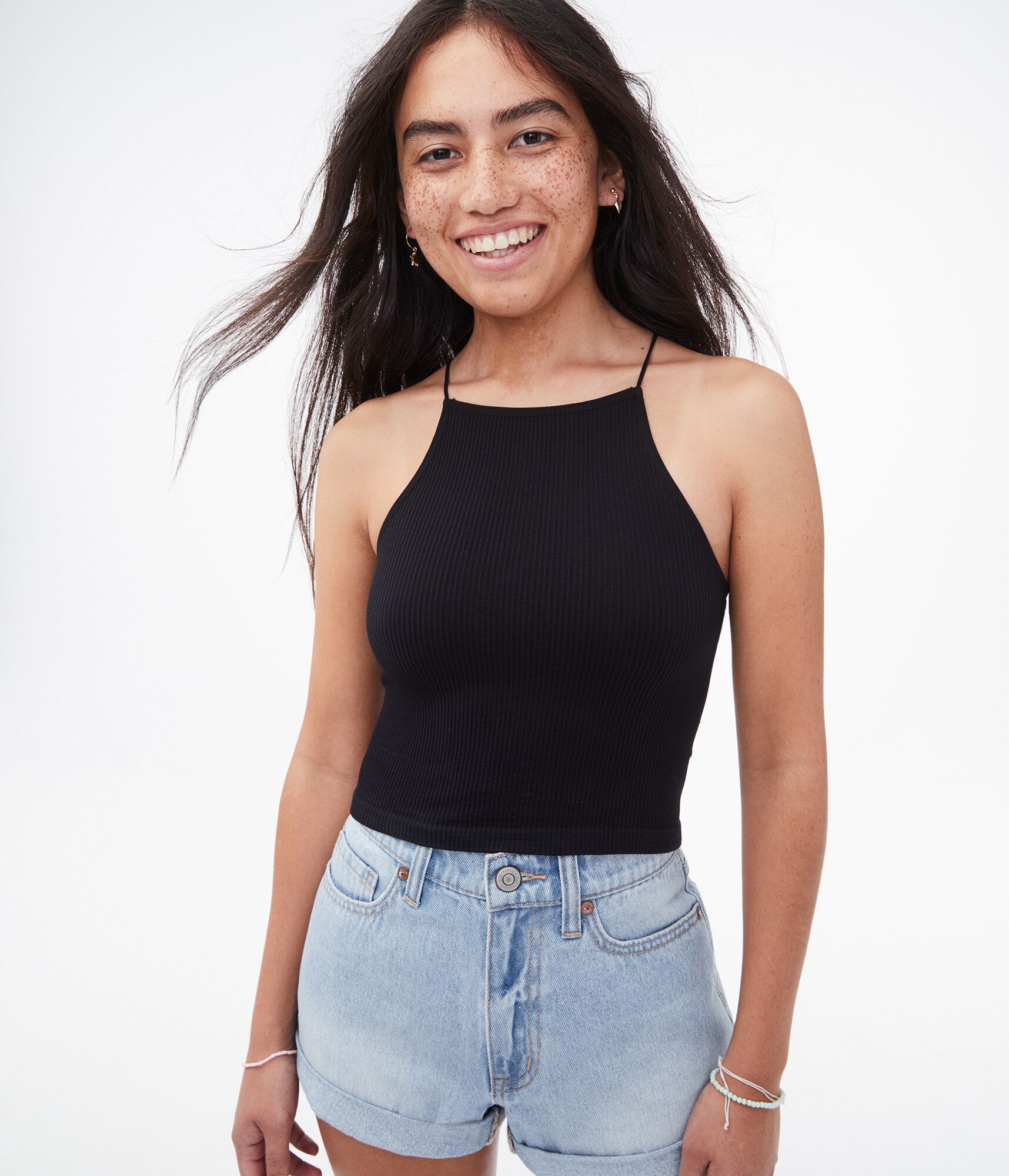 Seamless High-Neck Cropped Tank