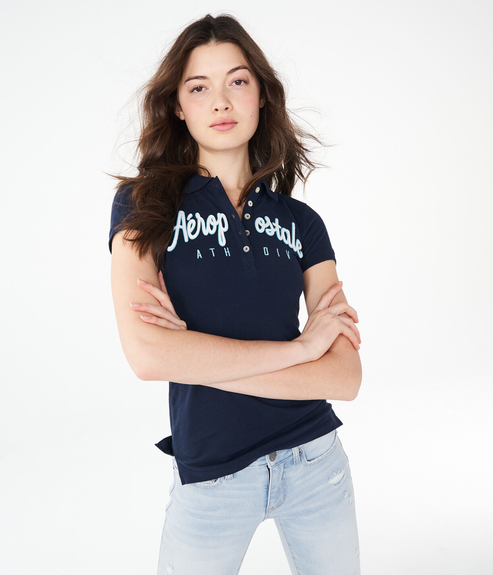 Aeropostale Athletic Div Graphic Jersey Polo