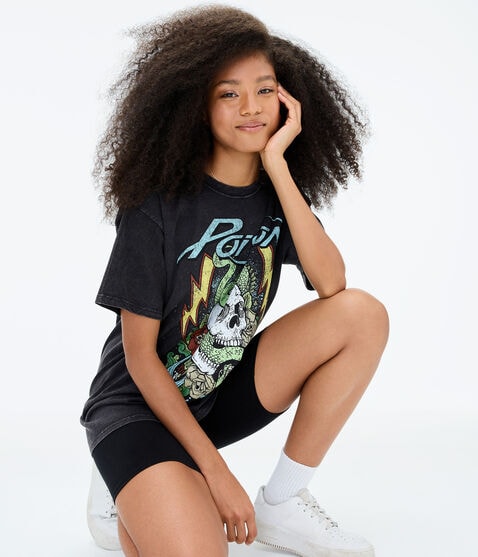 Poison Snake Skull Boyfriend Graphic Tee