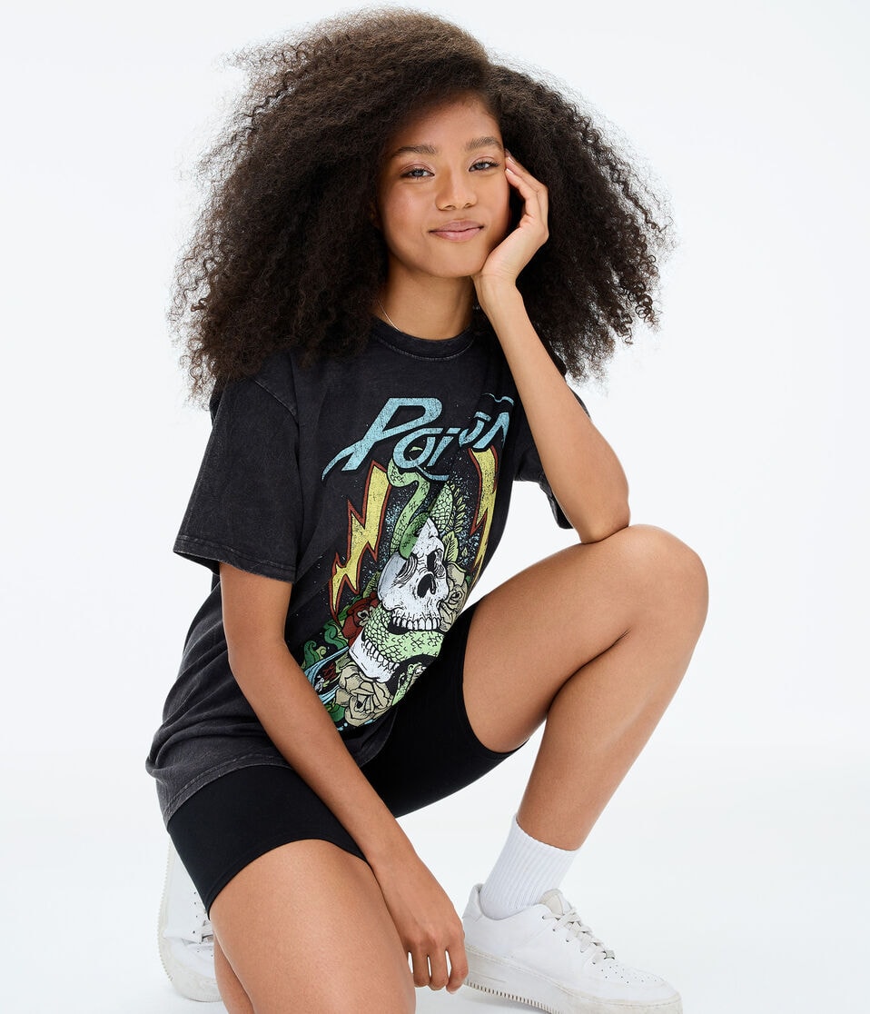 Poison Snake Skull Boyfriend Graphic Tee