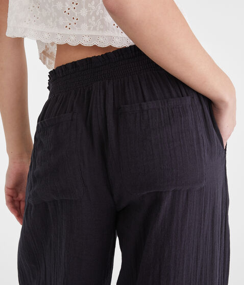 Gauze Wide Leg Drawstring Pants