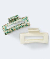 Daisy & Solid Rectangle Claw Hair Clip 2-Pack
