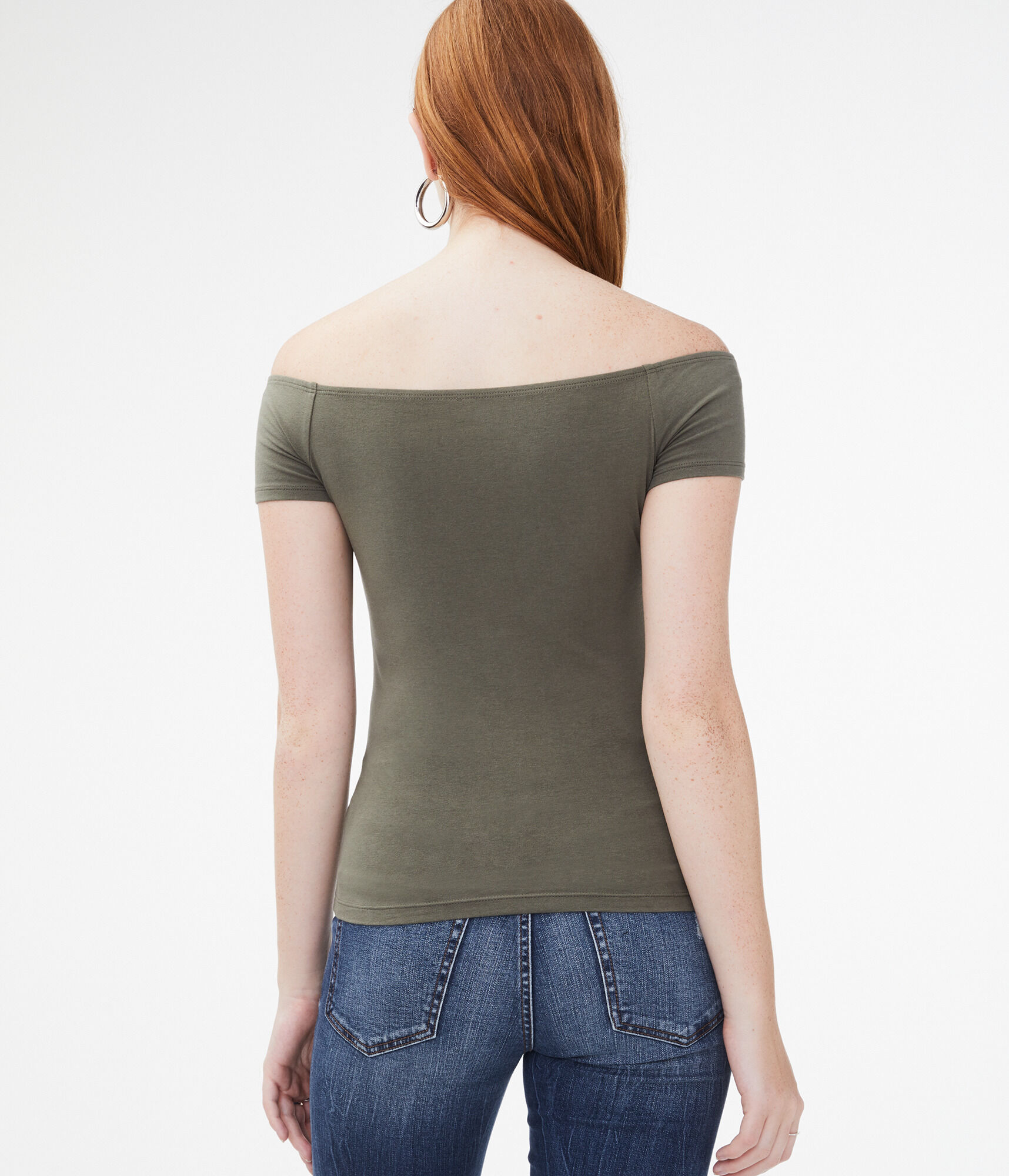 Seriously Soft Embroidered Off-The-Shoulder Bodycon Tee***