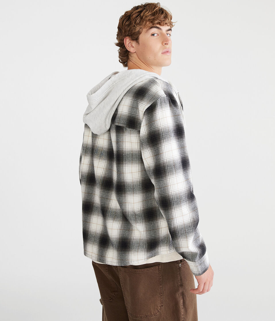 Long Sleeve Plaid Hooded Flannel Shirt - PDP MERGED TO 62346031