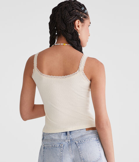 Pointelle Lace-Trim Cami