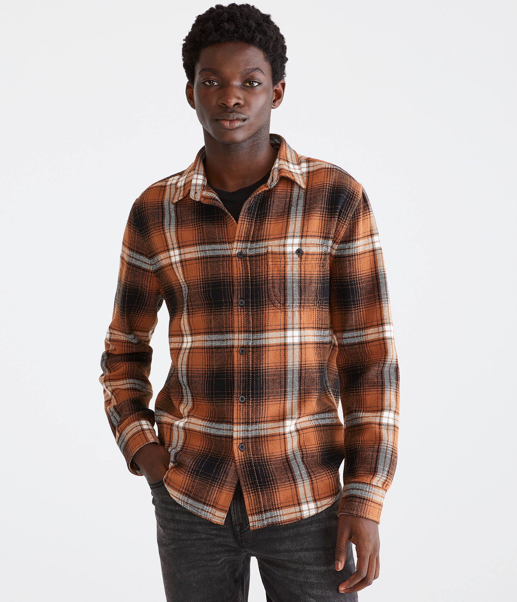 Long Sleeve Heavy Plaid Flannel Shirt