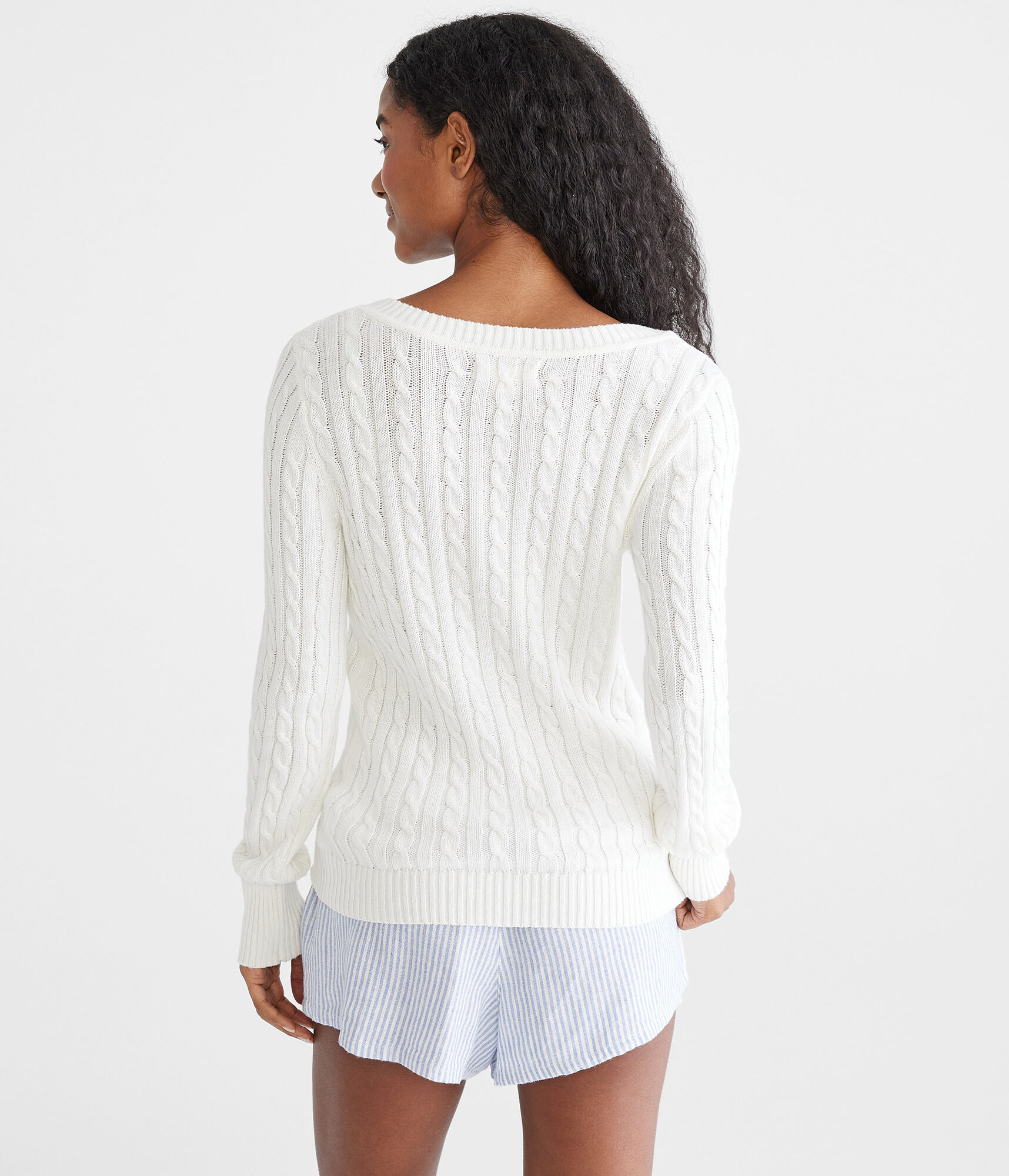 Deer Cable V-Neck Sweater