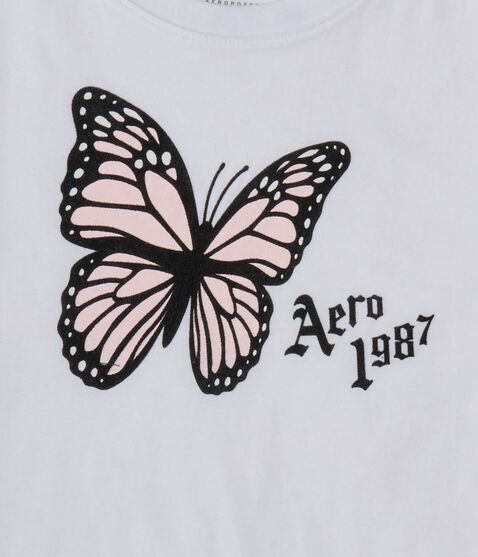 Aero 1987 Butterfly Flocked Graphic Tee Aero 1987 Butterfly Flocked Graphic Tee
