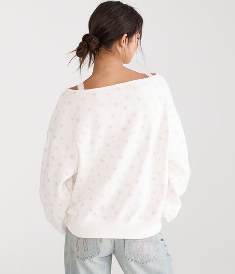 Hello Kitty | Aero Heart Floral Off-The-Shoulder Sweatshirt Hello Kitty | Aero Heart Floral Off-The-Shoulder Sweatshirt