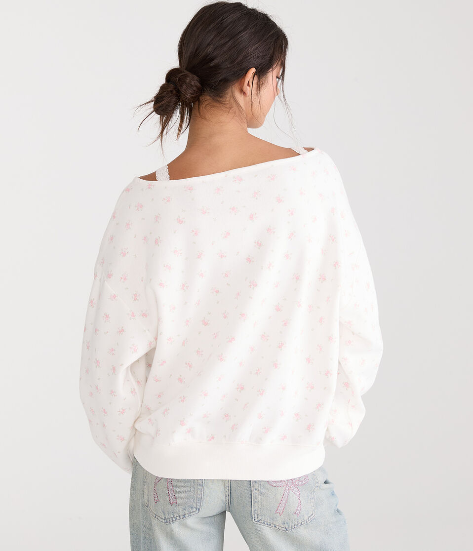 Hello Kitty | Aero Heart Floral Off-The-Shoulder Sweatshirt