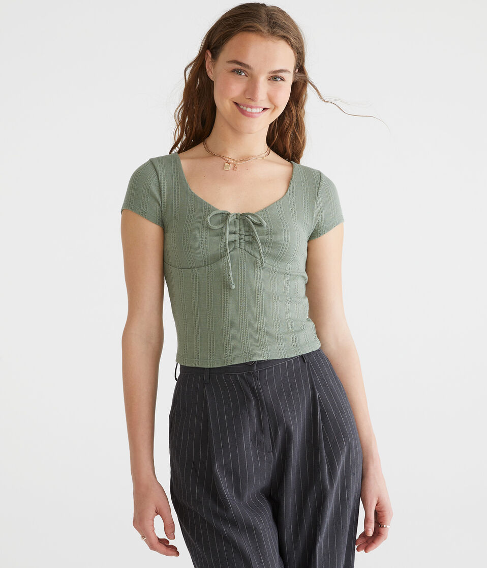 Cinched Scoop-Neck Tee