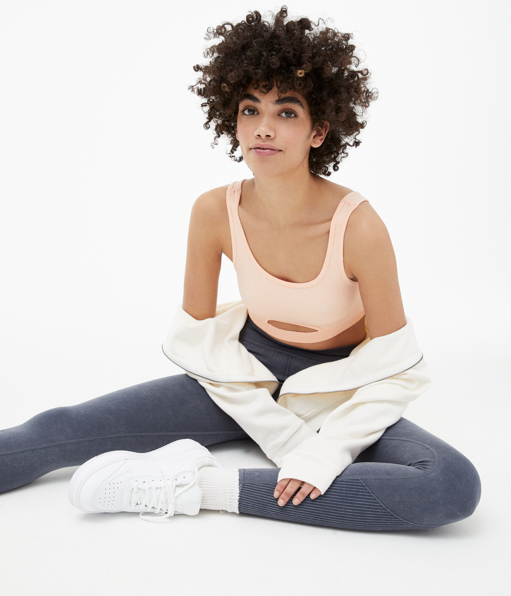 Acid Wash Seamless Cutout Cropped Tank