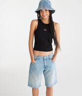 Cherries High-Neck Cropped Waffle Tank