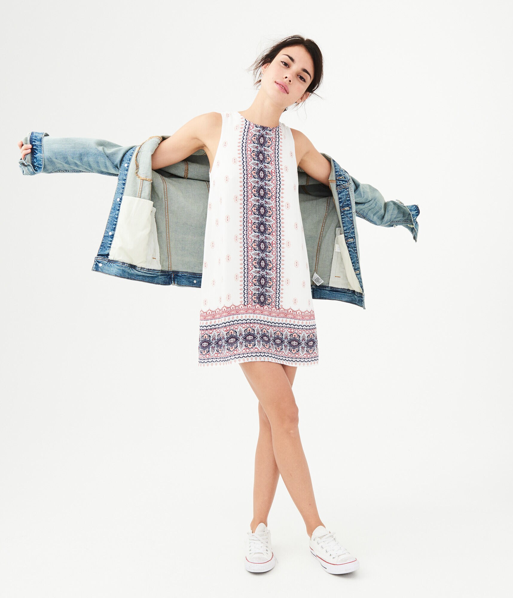 Boho Print Tie-Back Shift Dress