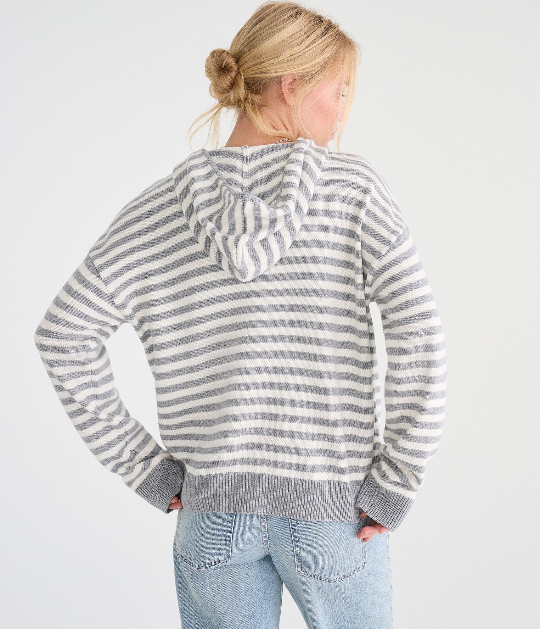 Striped Full-Zip Hooded Sweater