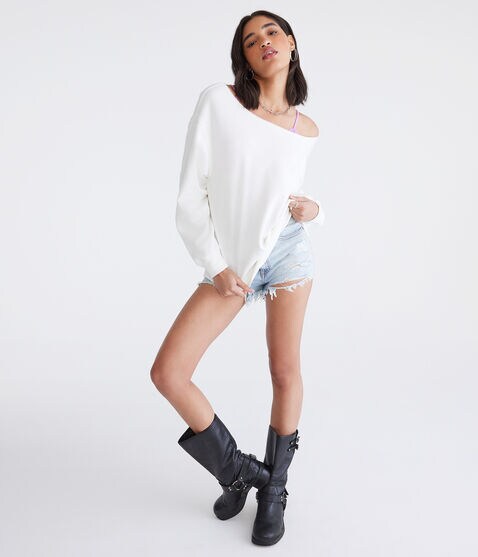 Washed Off-The-Shoulder Sweatshirt Washed Off-The-Shoulder Sweatshirt