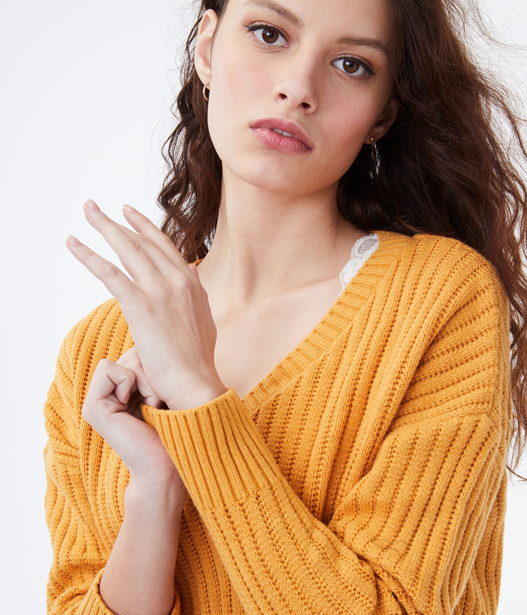Cropped V-Neck Sweater