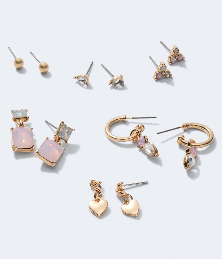 Pretty In Pink Rhinestone Earring 6-Pack