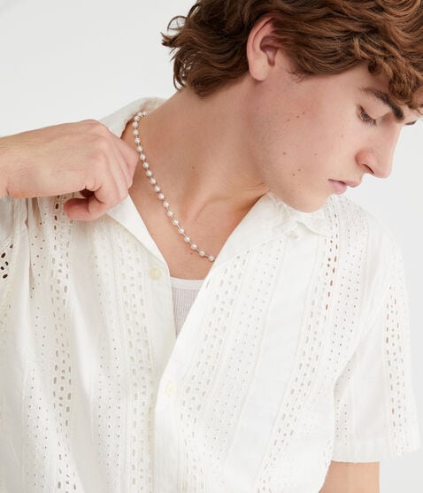Short Sleeve Textured Eyelet Shirt Short Sleeve Textured Eyelet Shirt