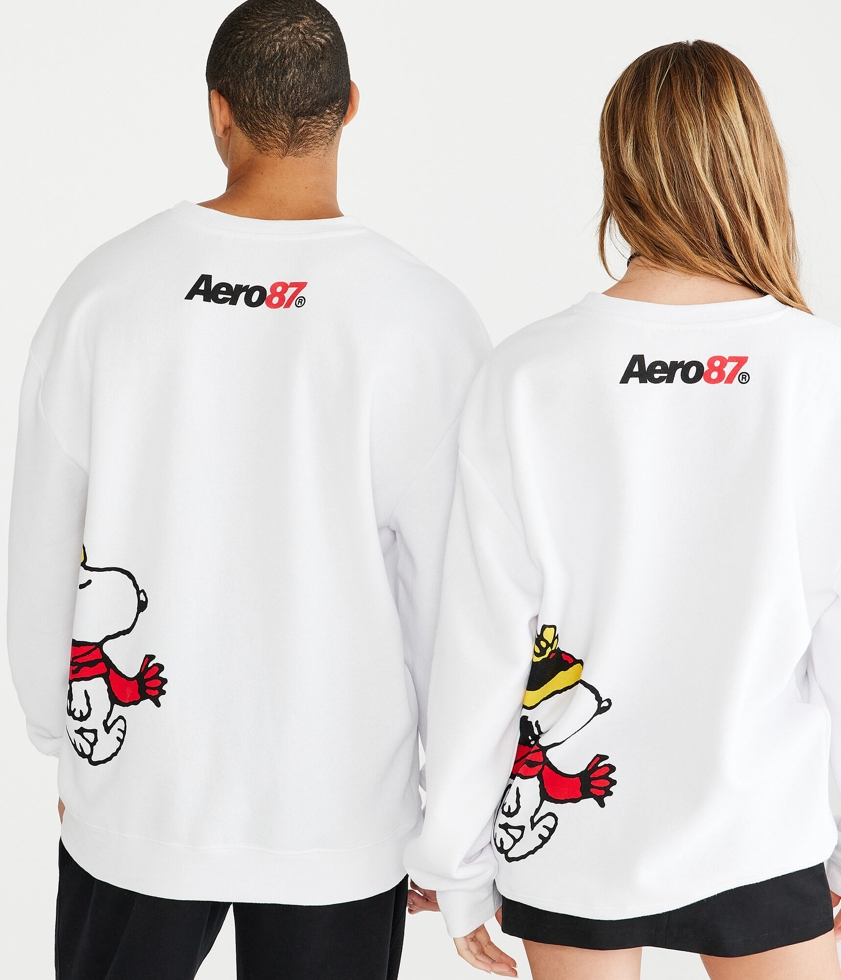 Peanuts&reg; | A&eacute;ropostale Snoopy Scarf Crew Sweatshirt