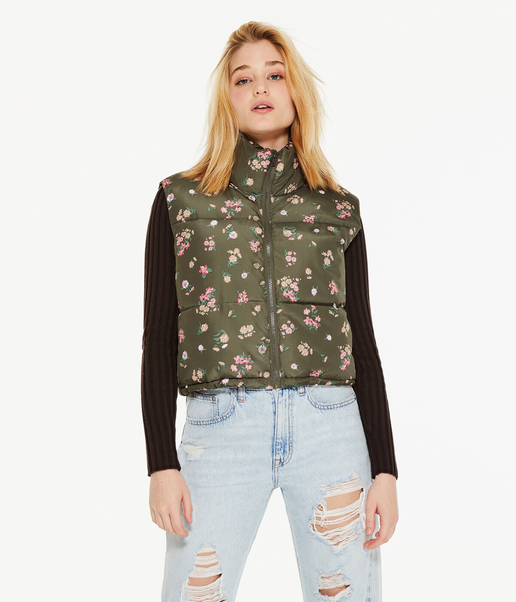 Floral Quilted Puffer Vest