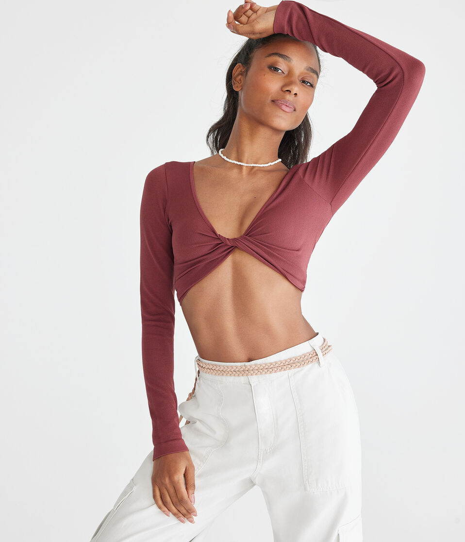 Long Sleeve Seamless Wear 3 Ways Crop Top