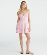 Solid Scoop-Neck Drop-Waist Mini Dress