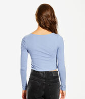 Long Sleeve Seriously Soft Keyhole Flyaway Cropped Baby Tee