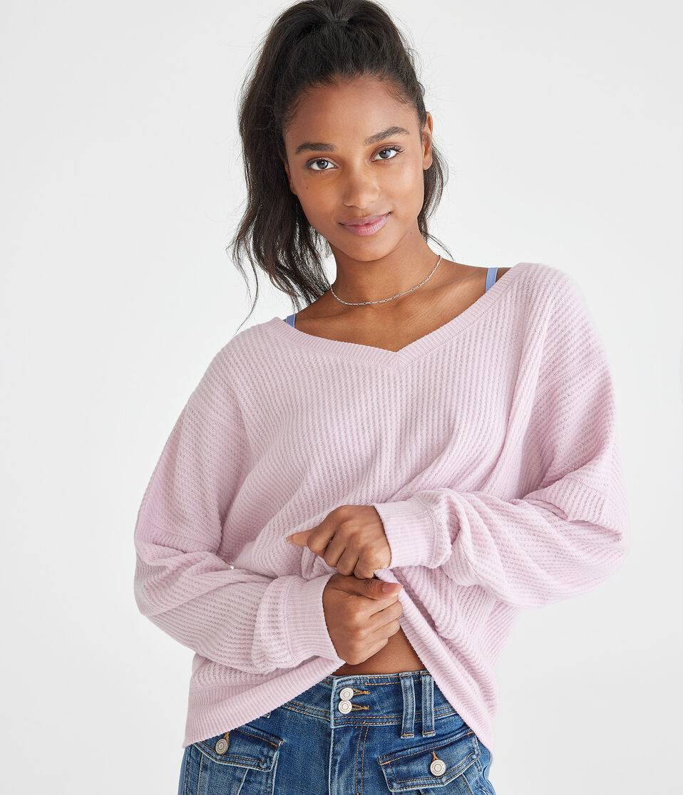 Long Sleeve Wear 2 Ways Cozy Waffle Tee
