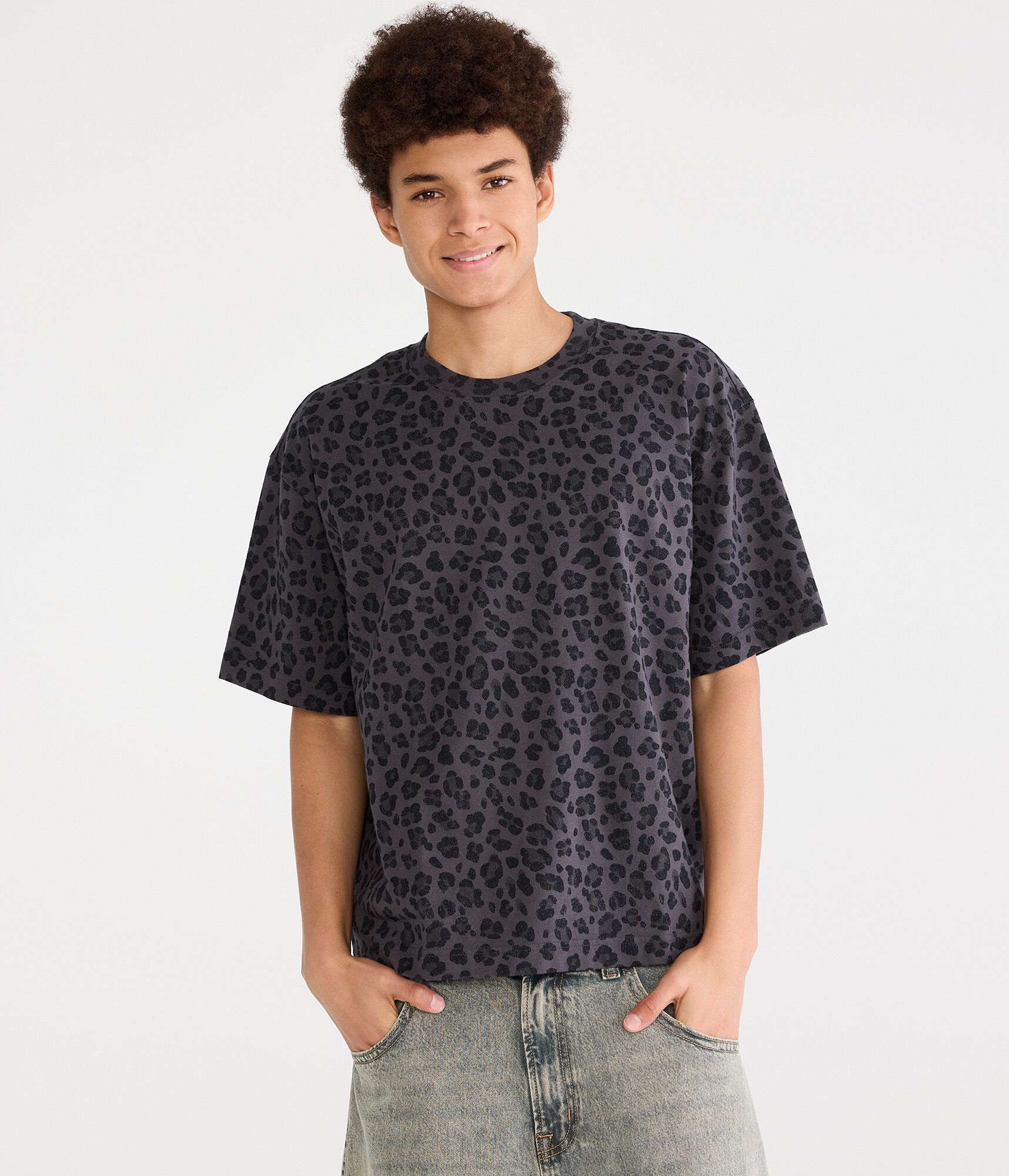Leopard Print Boxy Crew Tee