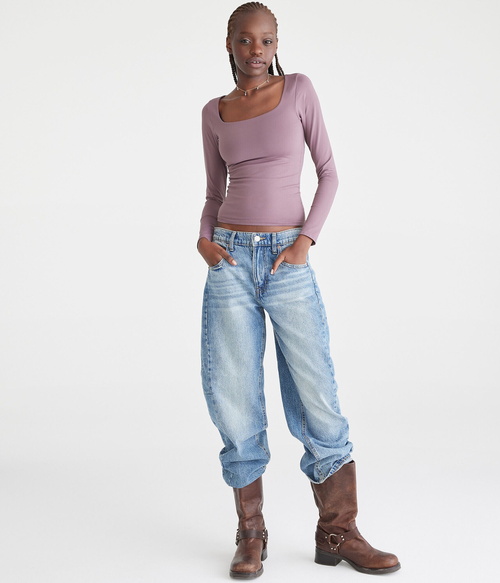 Long Sleeve Seriously Soft Sculpt Square-Neck Tee