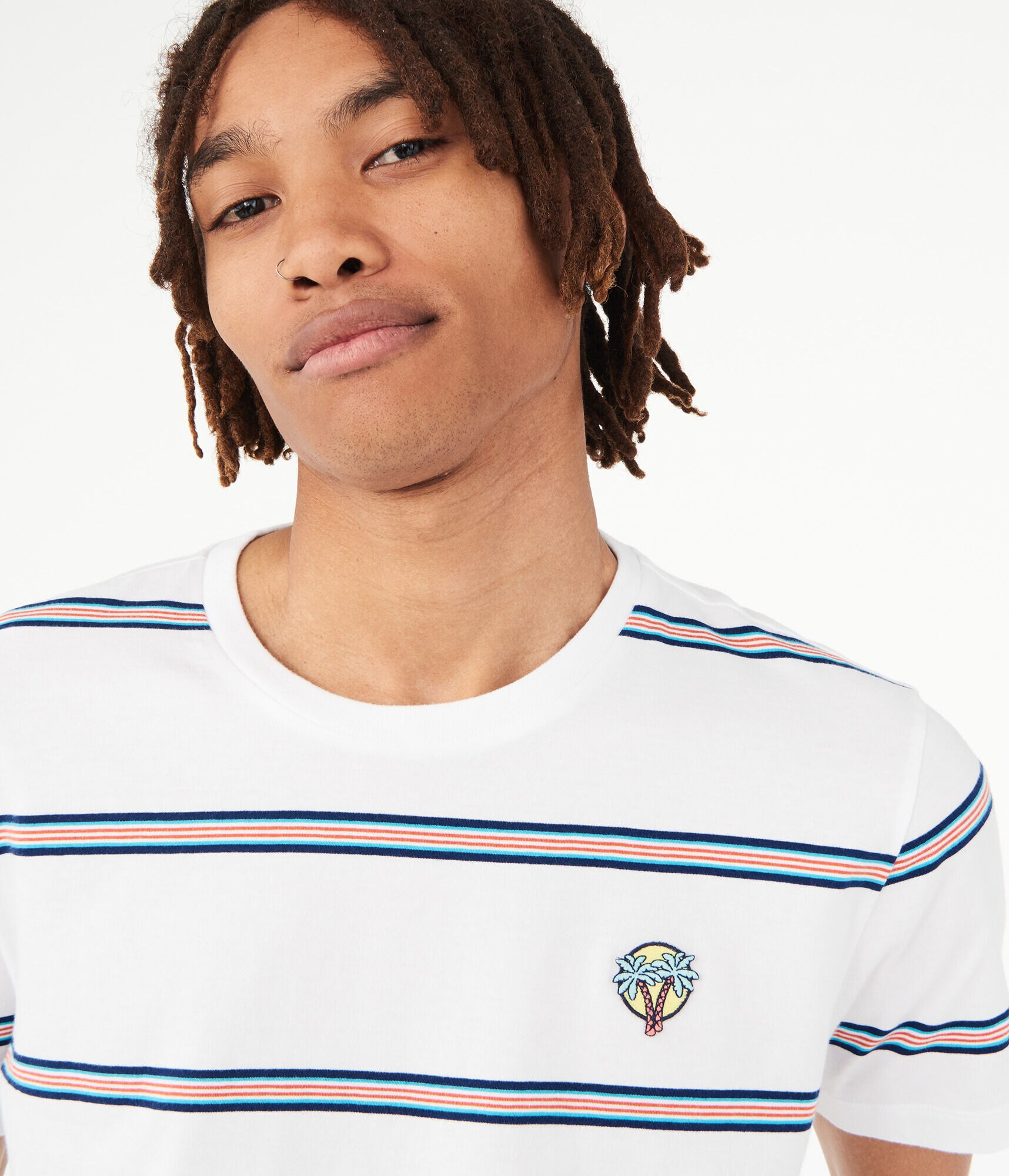 Surf Patch Striped Crew Tee