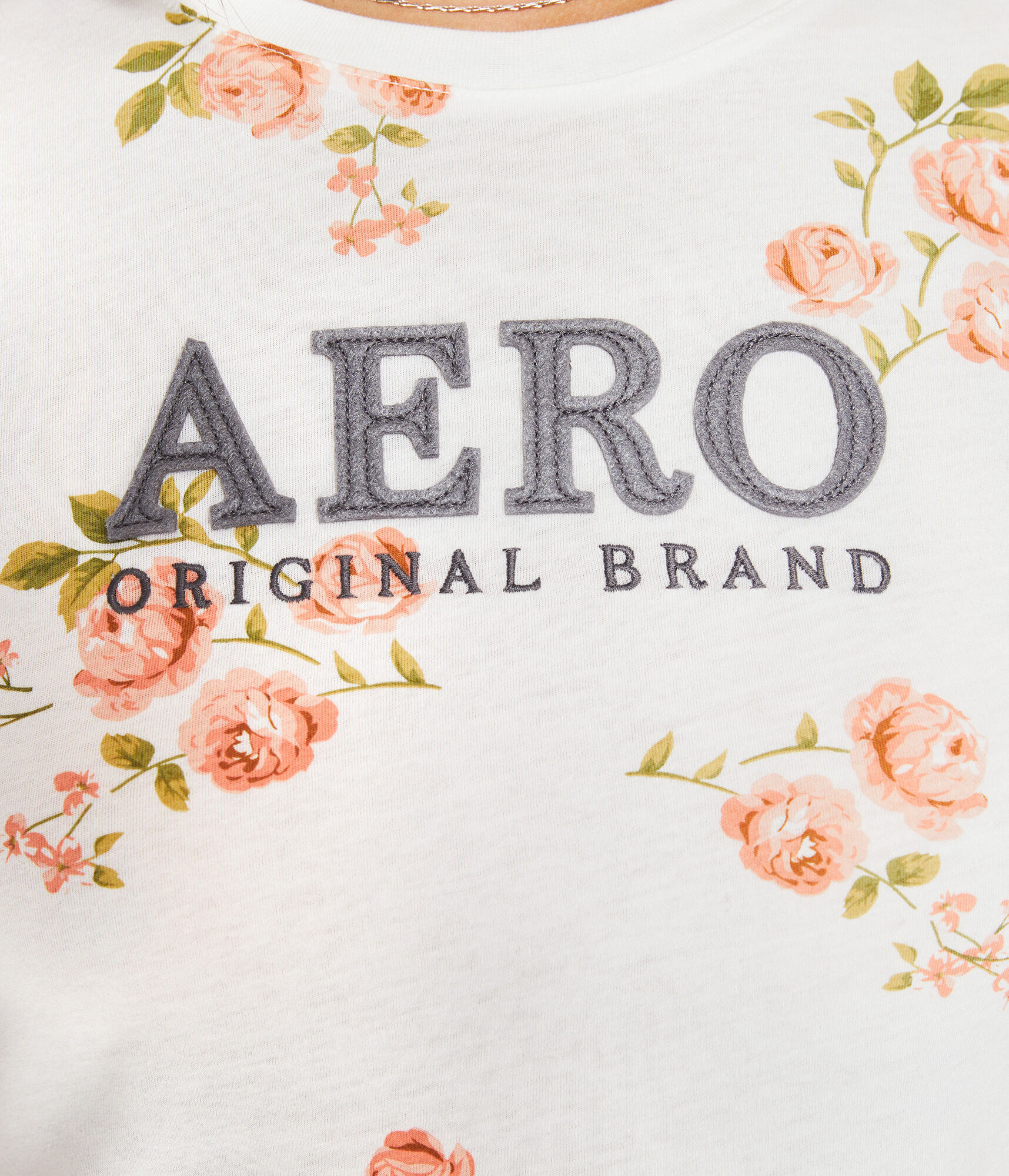 Aero Original Brand Floral Appliqu&eacute; Graphic Tee