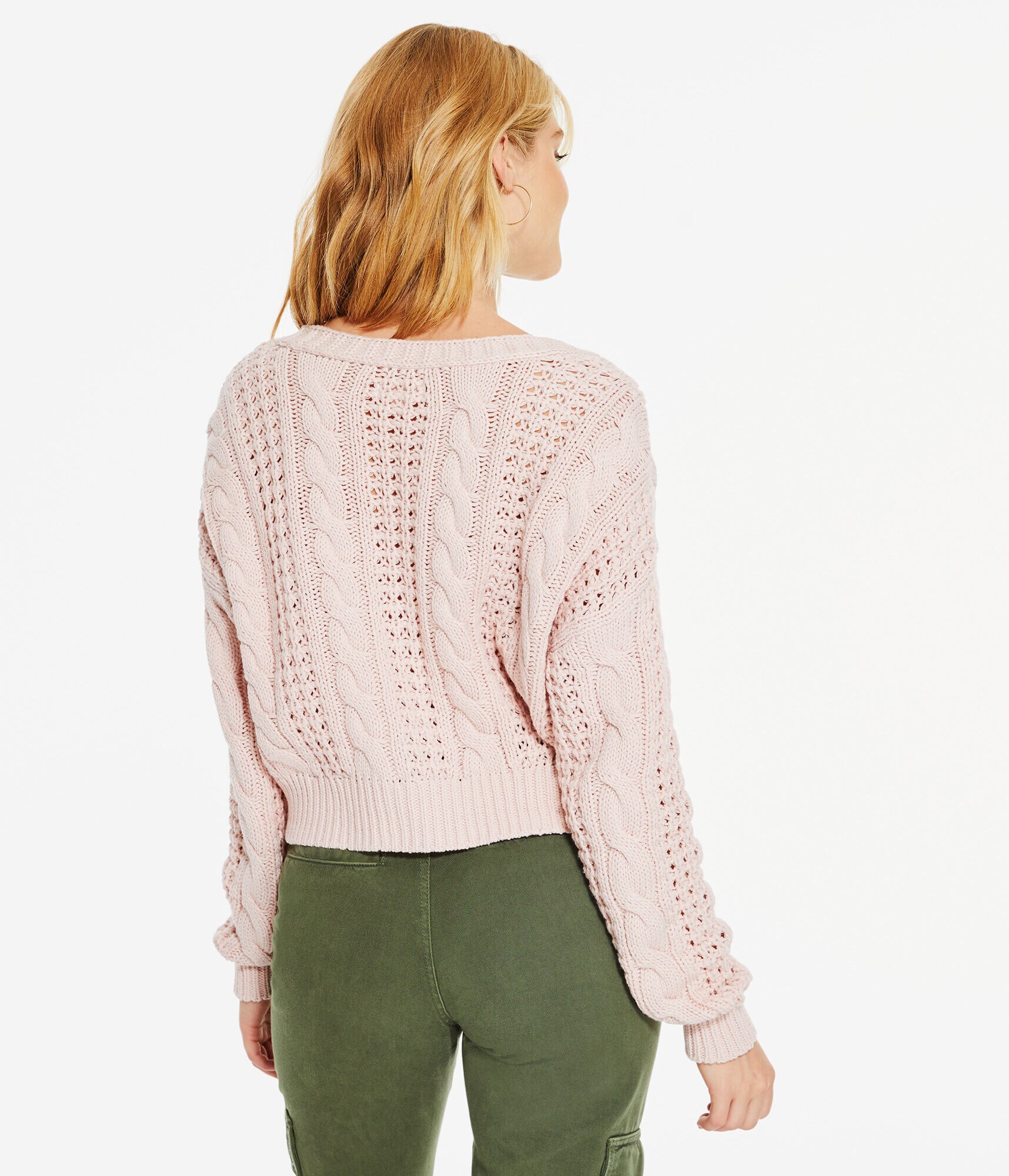 Cable-Knit V-Neck Cardigan
