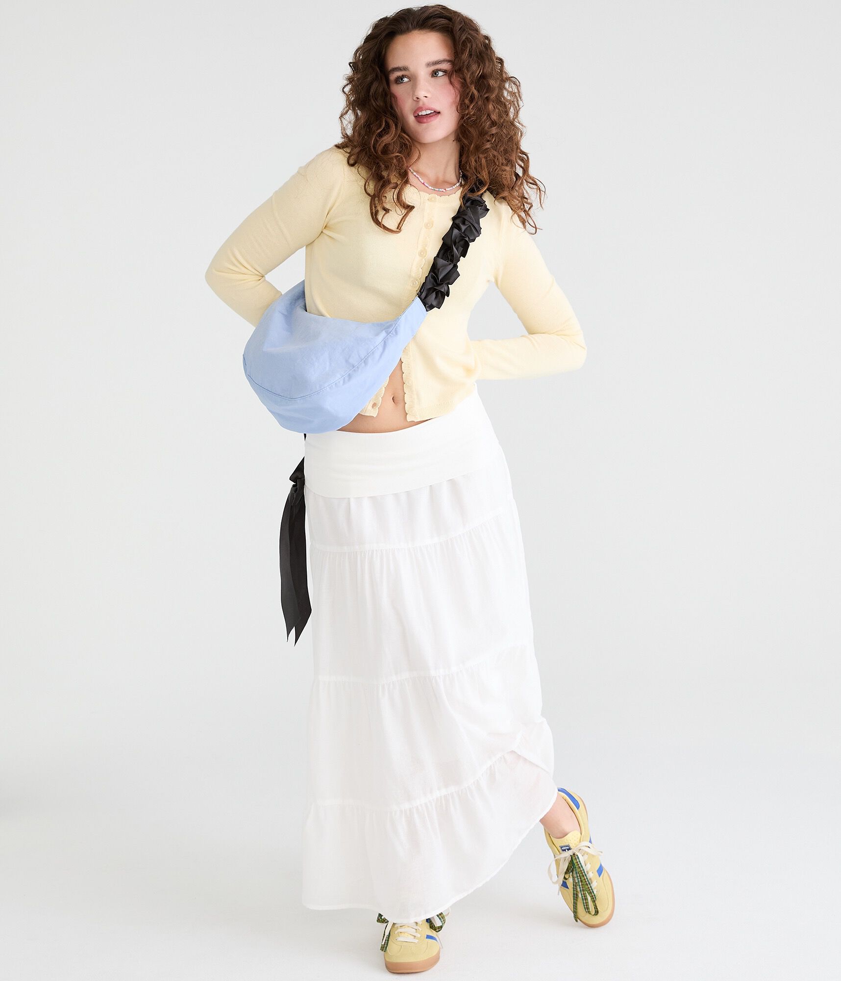 Tiered Fold-Over Maxi Skirt