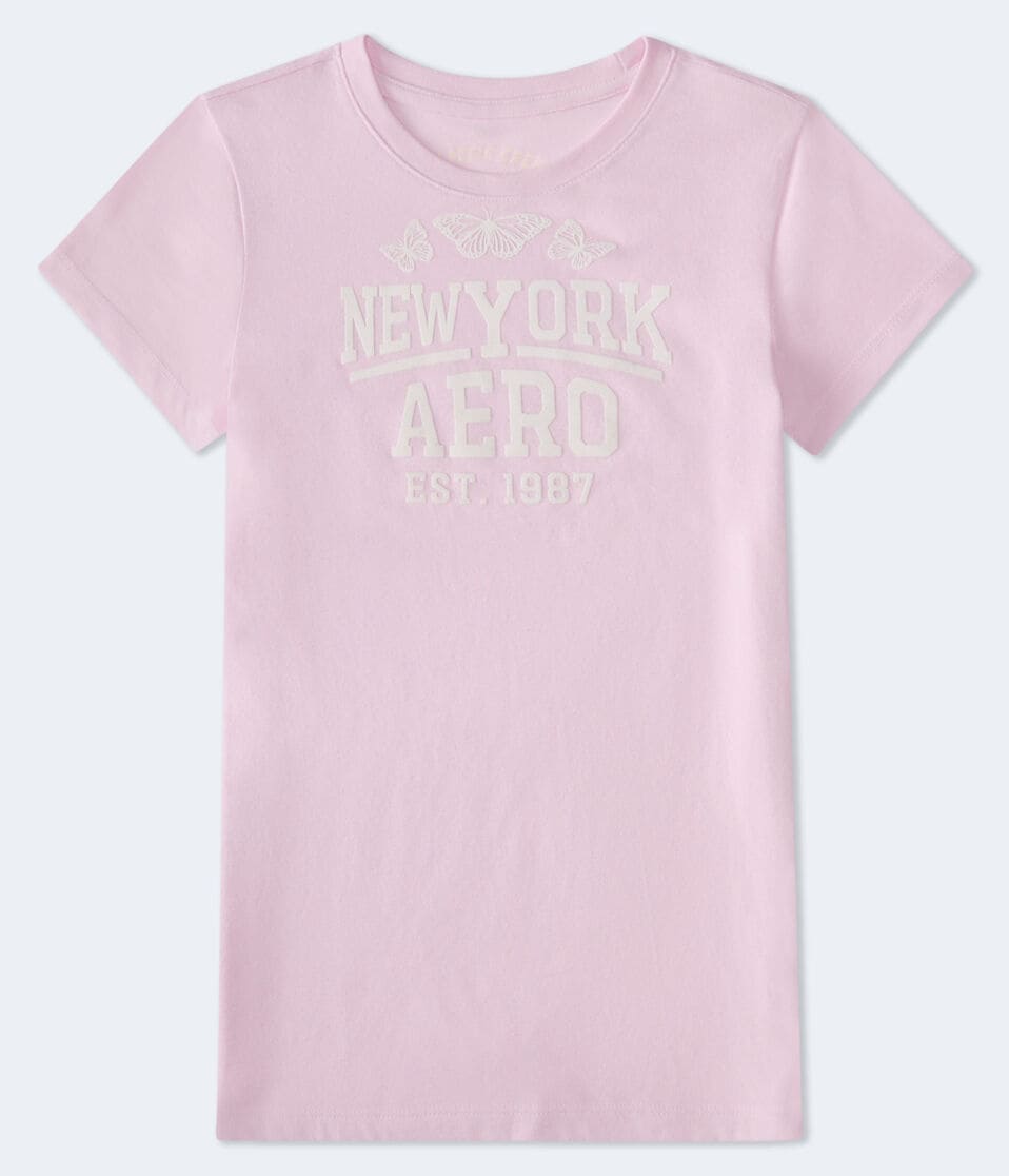 New York Aero Butterflies Flocked Graphic Tee