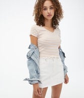 Striped V-Neck Cropped Shrunken Tee
