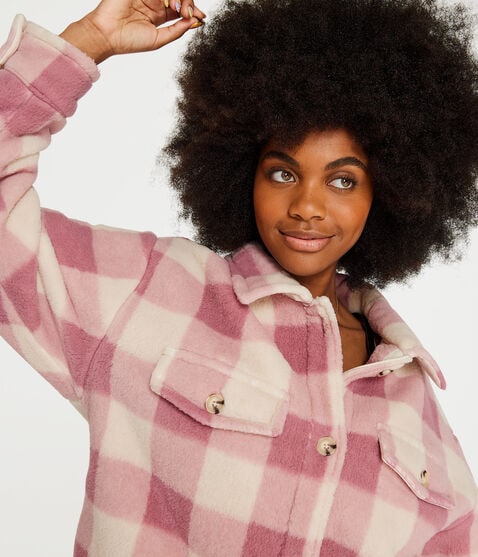 Plaid Oversized Sherpa Shacket Plaid Oversized Sherpa Shacket