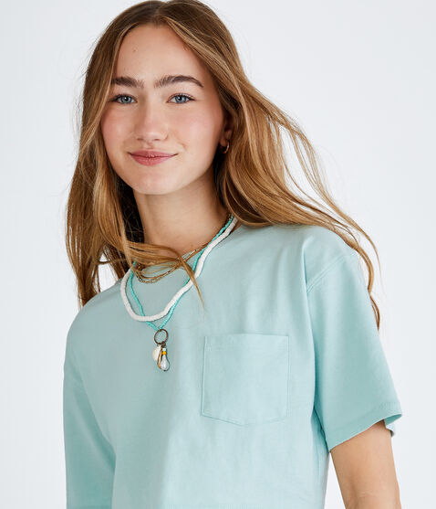 Boxy Boyfriend Cropped Crew Pocket Tee Boxy Boyfriend Cropped Crew Pocket Tee