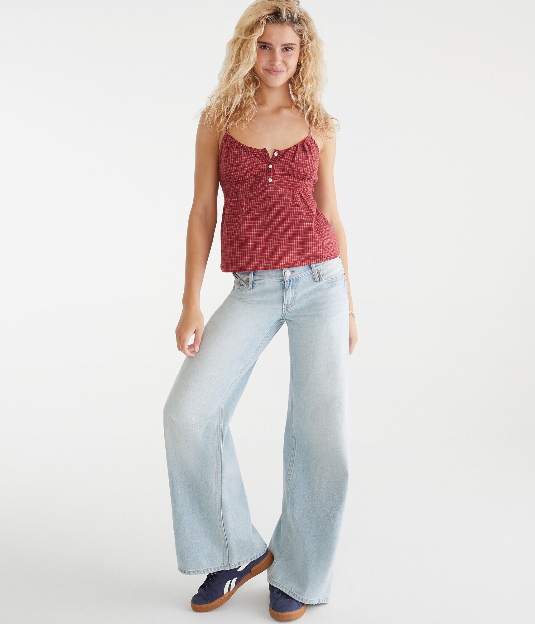 Plaid Scoop-Neck Babydoll Cami