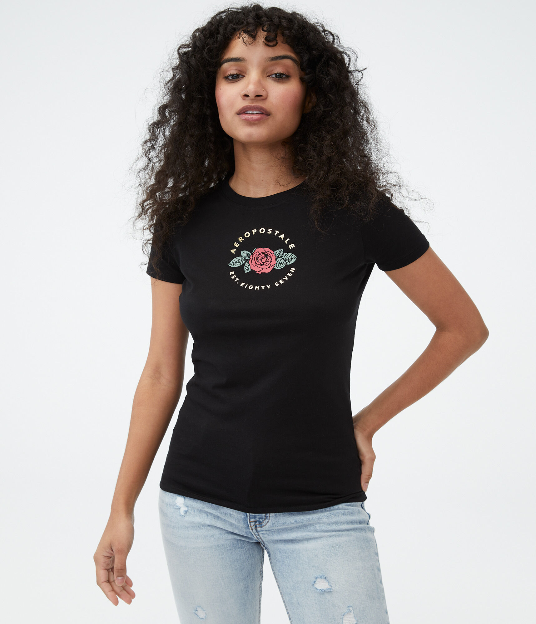 Aeropostale Rose Circle Graphic Tee