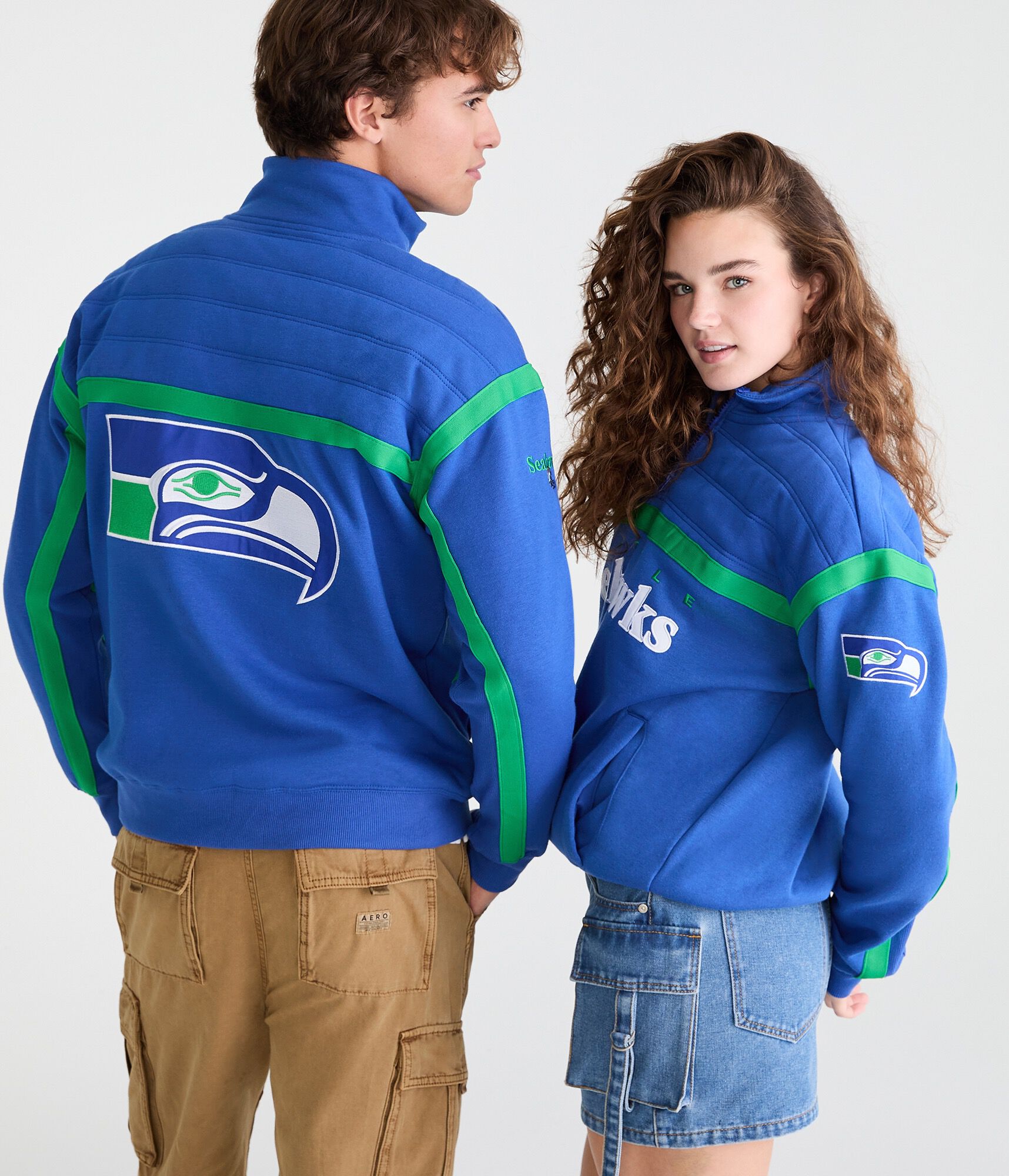 Seattle Seahawks Quilted Quarter-Zip Pullover