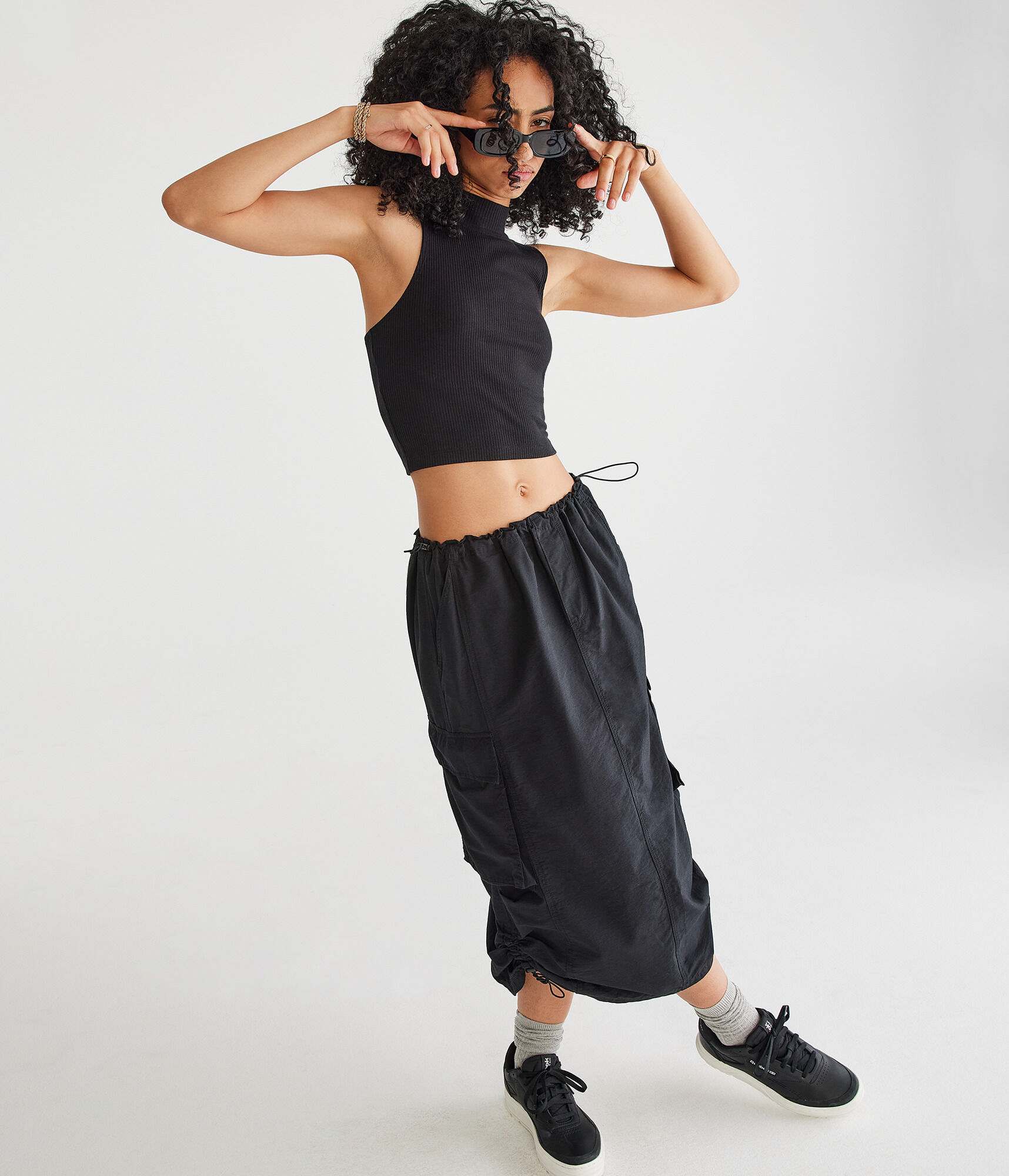 Cropped Mock-Neck Tank