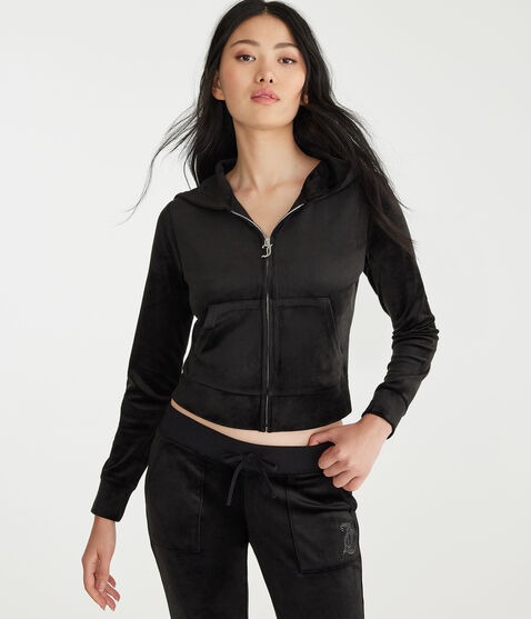 Juicy Couture Bling Velour Full-Zip Hoodie
