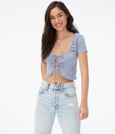 Double Tie-Front Crop Top Double Tie-Front Crop Top