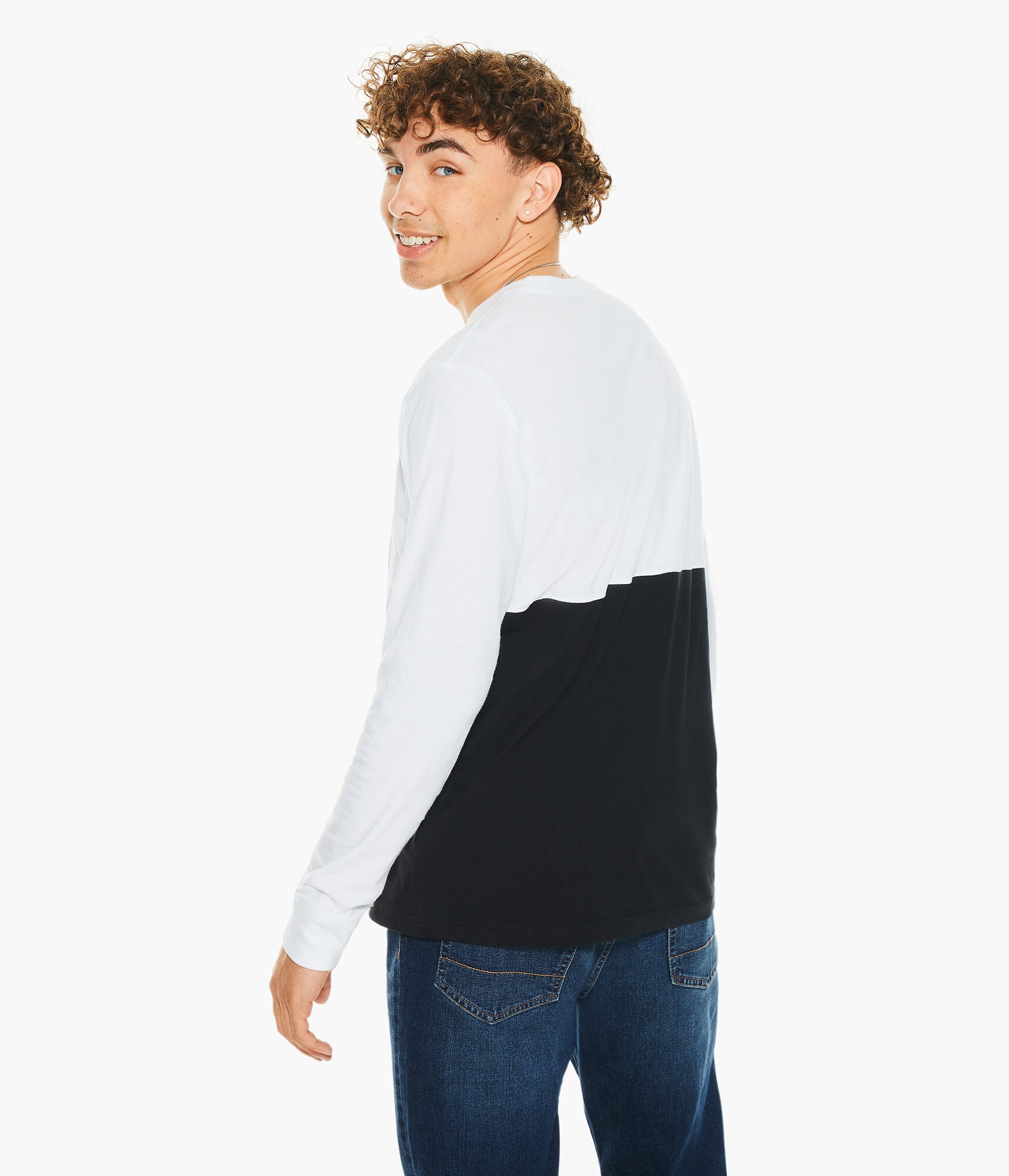 Long Sleeve Aero NYC Vertical Colorblocked Graphic Tee
