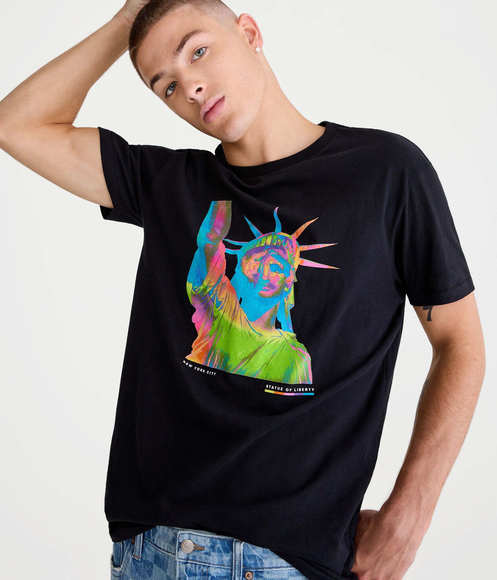 Neon Statue Of Liberty Graphic Tee